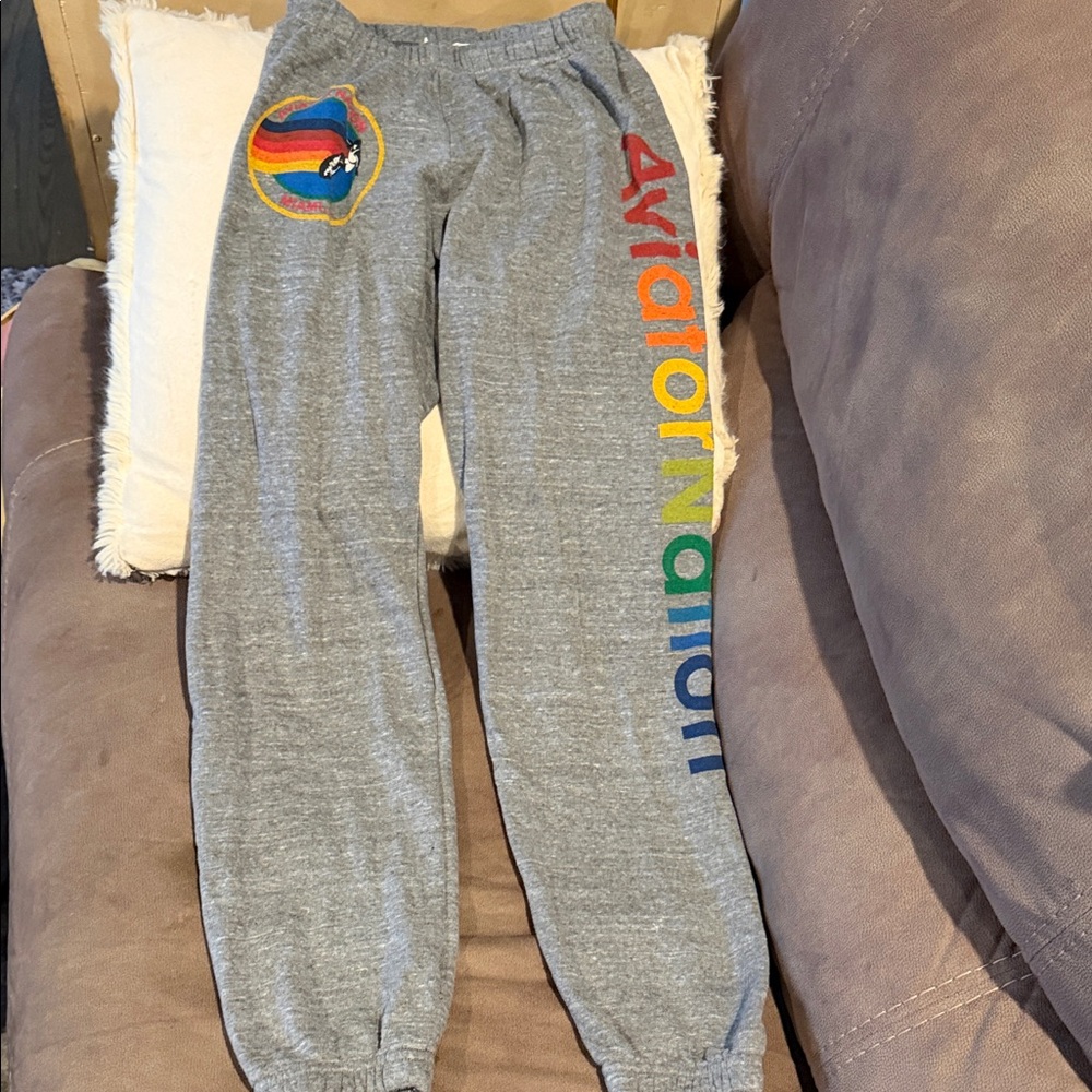 Women’s Aviator Nation Gray Sweatpants with Rainbow Accent Size S